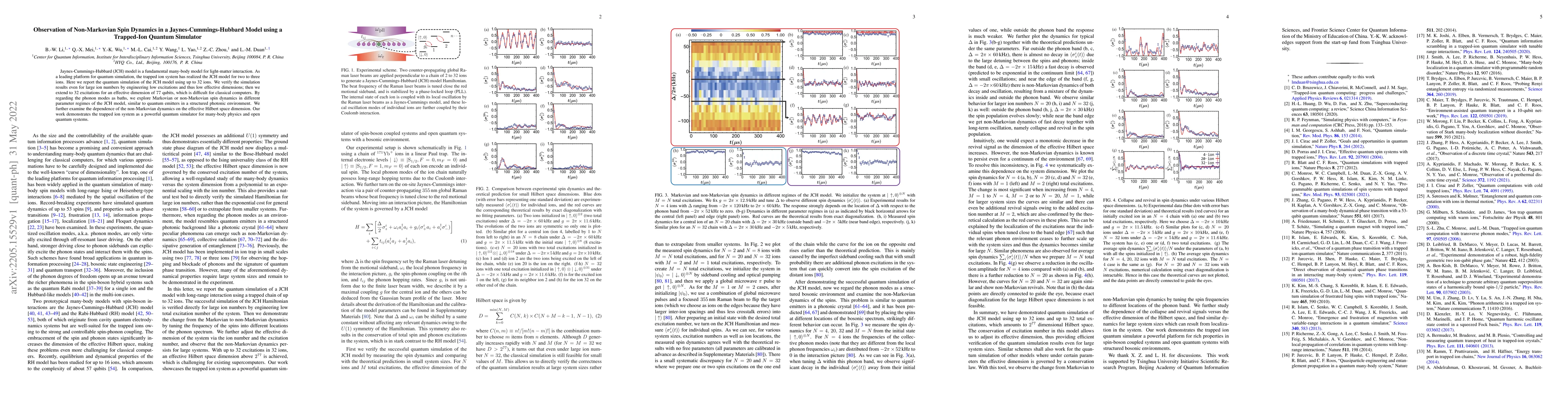 Thumbnail for Observation of Non-Markovian Spin Dynamics in a Jaynes-Cummings-Hubbard
  Model using a Trapped-Ion Quantum Simulator