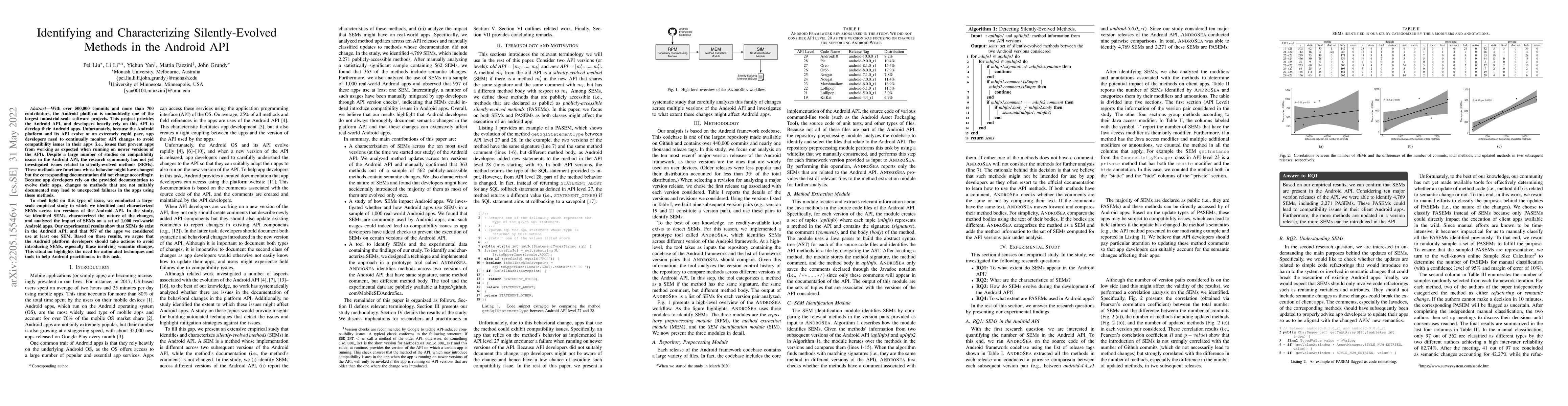 Thumbnail for Identifying and Characterizing Silently-Evolved Methods in the Android
  API