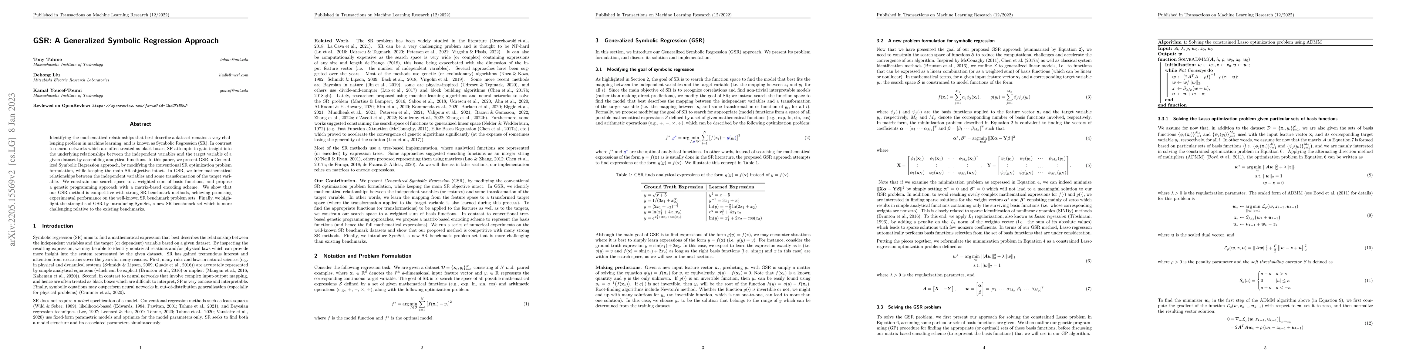 Thumbnail for GSR: A Generalized Symbolic Regression Approach