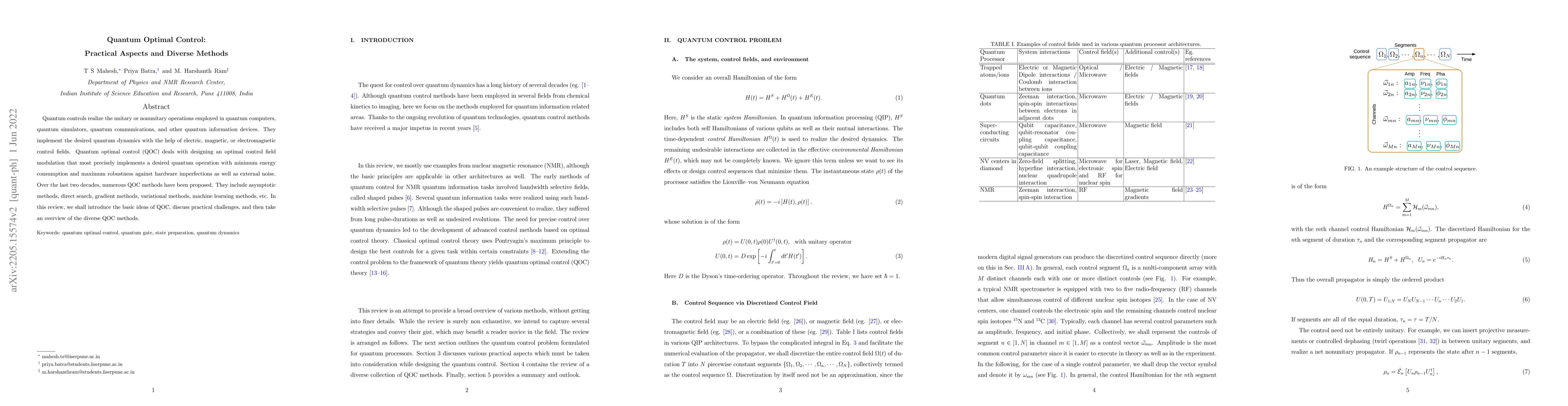 Thumbnail for Quantum Optimal Control: Practical Aspects and Diverse Methods