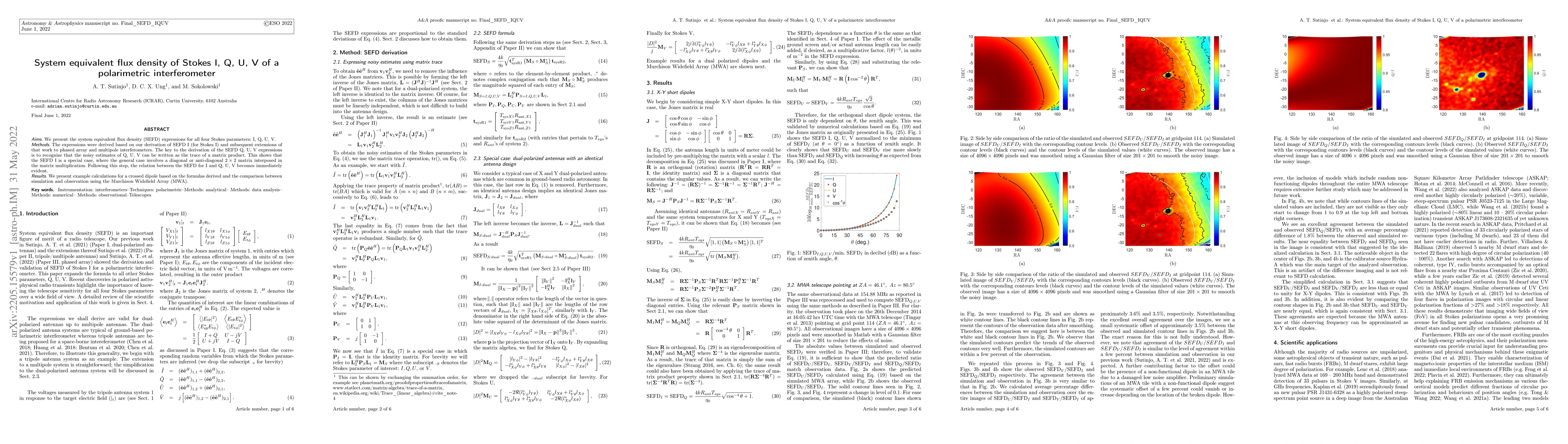 Thumbnail for System equivalent flux density of Stokes I, Q, U, V of a polarimetric
  interferometer