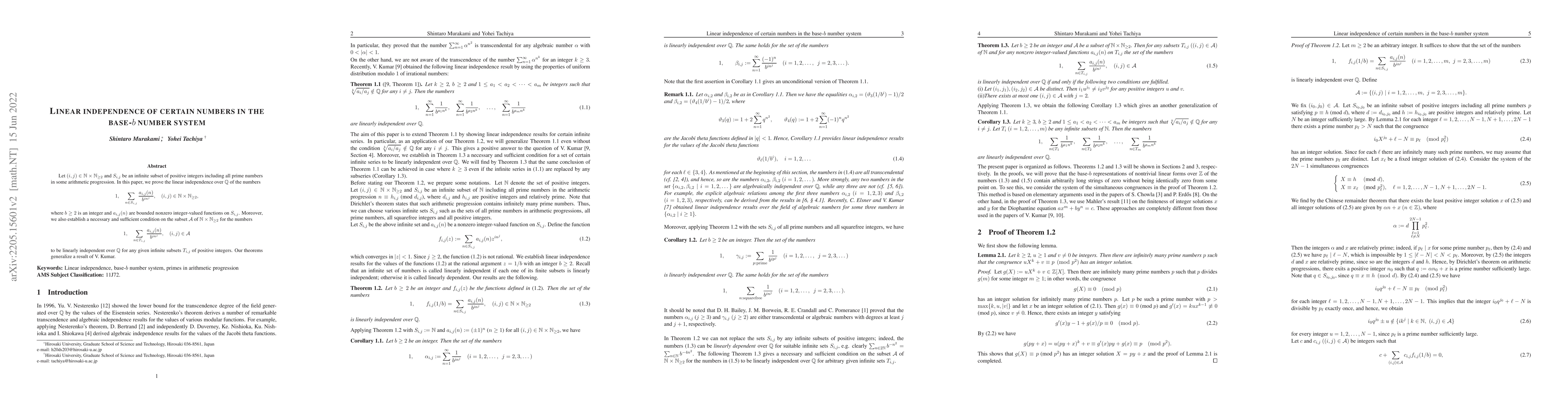Thumbnail for Linear independence of certain numbers in the base-$b$ number system