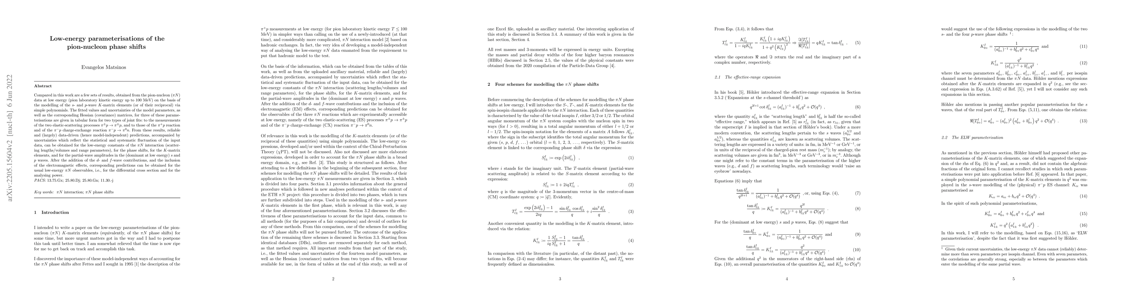 Thumbnail for Low-energy parameterisations of the pion-nucleon phase shifts