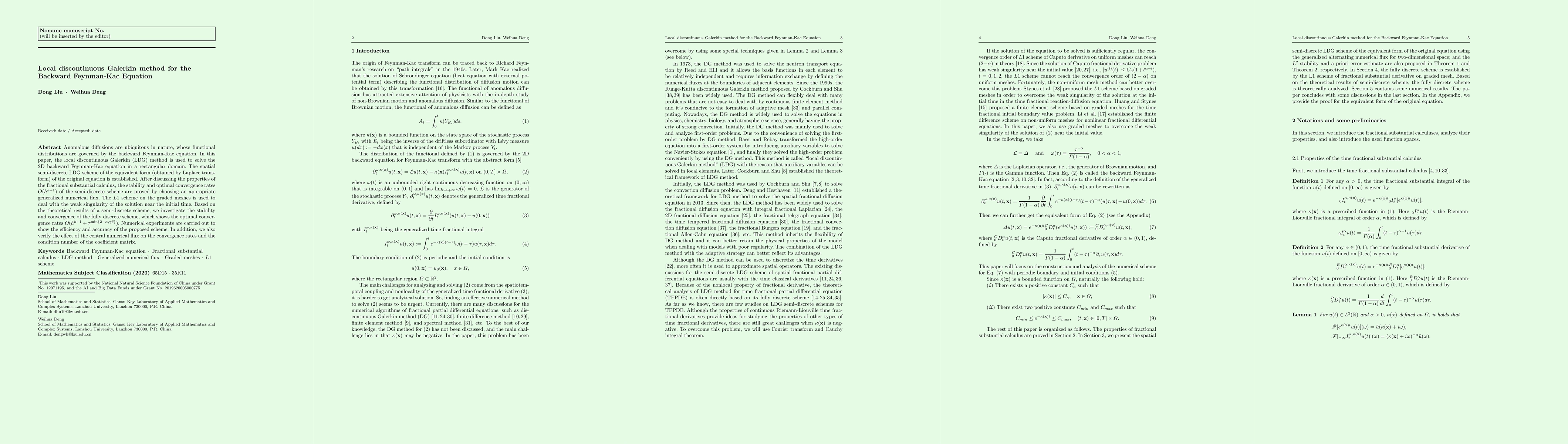 Thumbnail for Local discontinuous Galerkin method for the Backward Feynman-Kac
  Equation