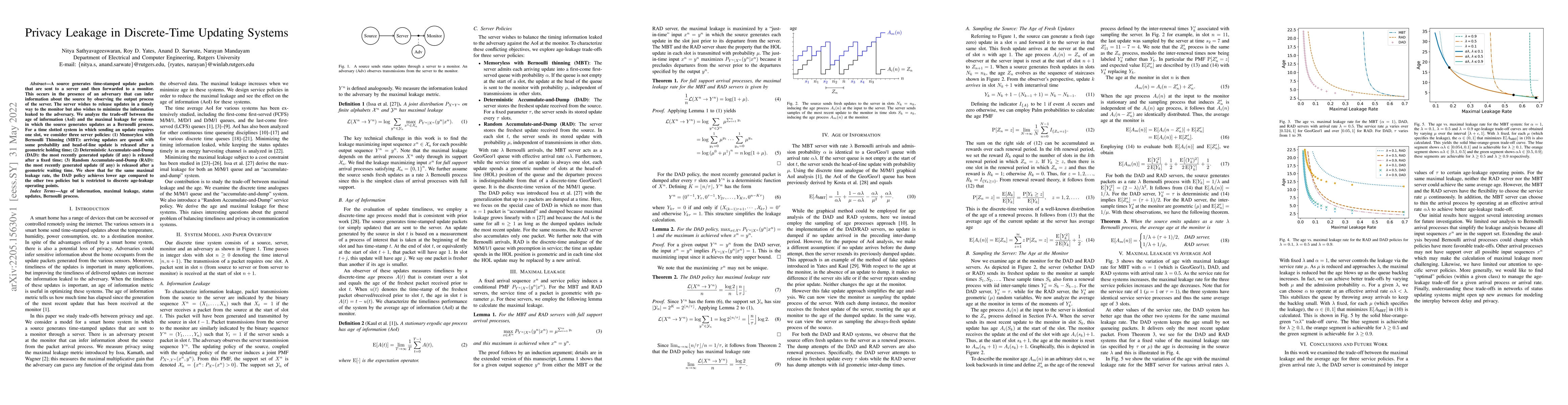 Thumbnail for Privacy Leakage in Discrete Time Updating Systems