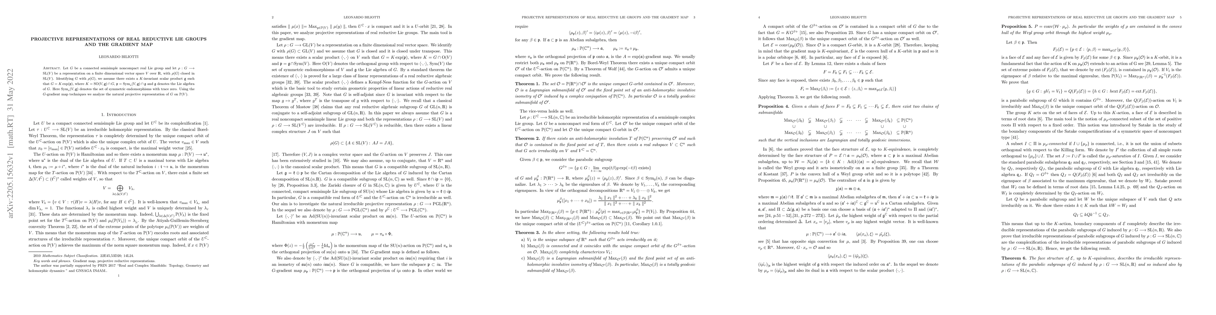 Thumbnail for Projective representations of real reductive Lie groups and the gradient
  map