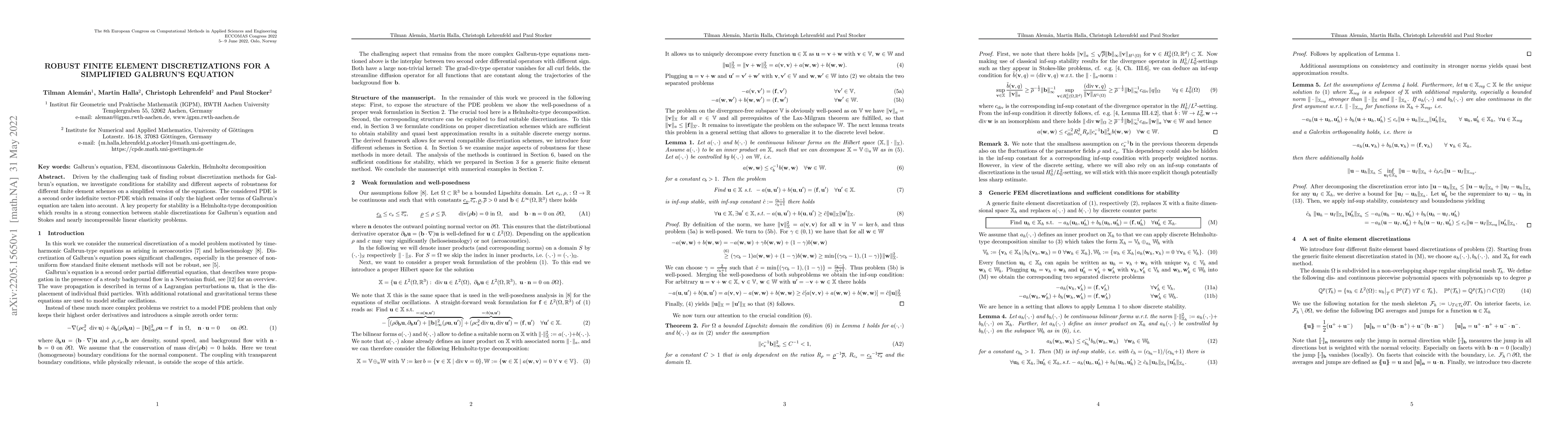 Thumbnail for Robust finite element discretizations for a simplified Galbrun's
  equation