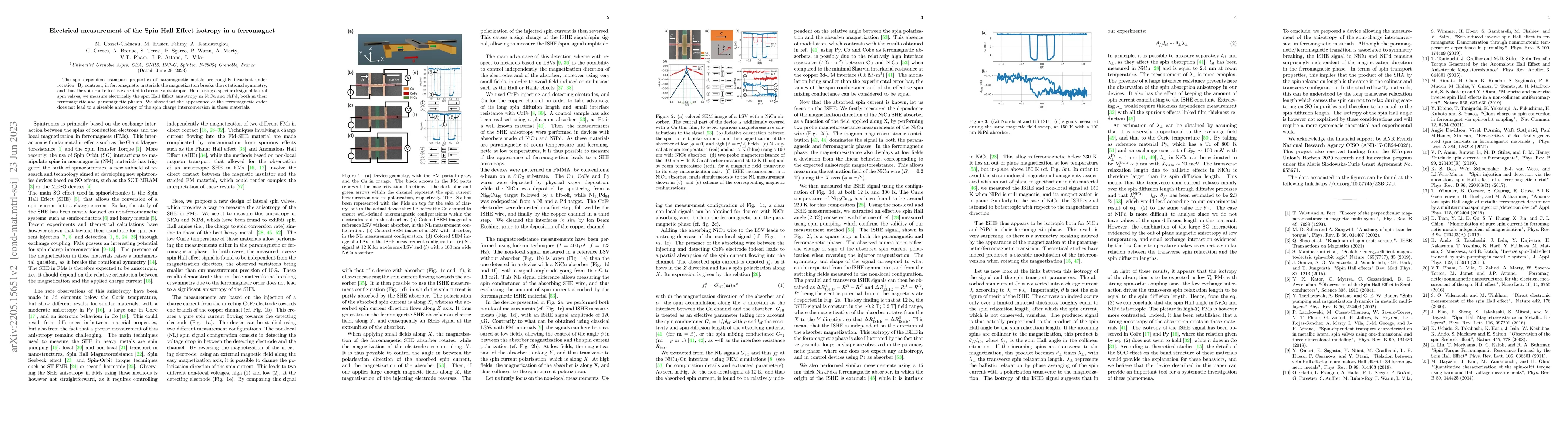 Thumbnail for Electrical measurement of the Spin Hall Effect isotropy in a ferromagnet