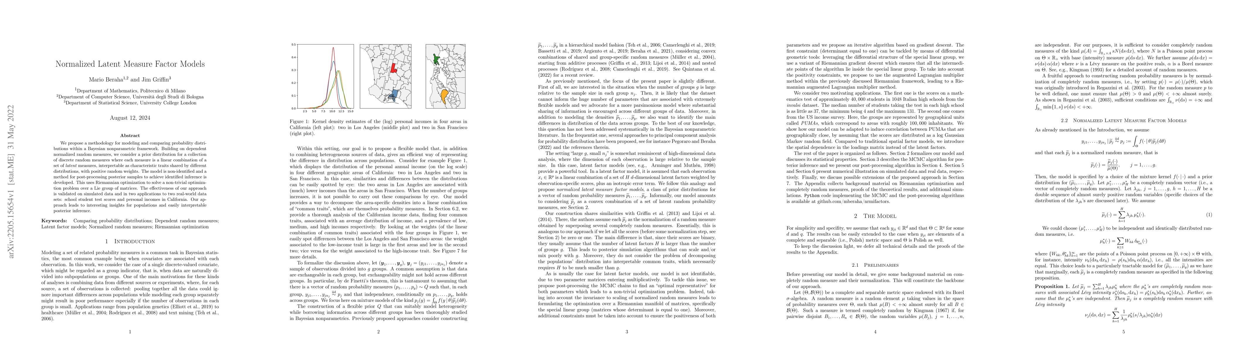 Thumbnail for Normalized Latent Measure Factor Models