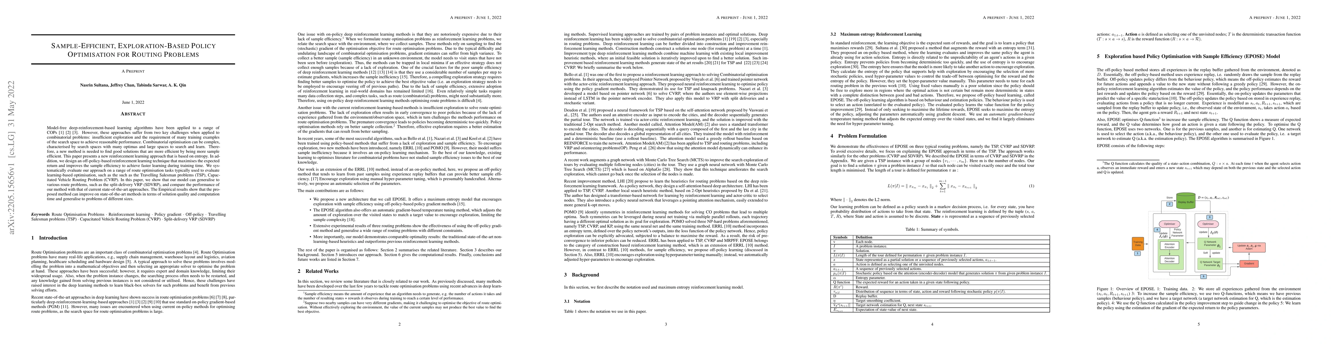 Thumbnail for Sample-Efficient, Exploration-Based Policy Optimisation for Routing
  Problems
