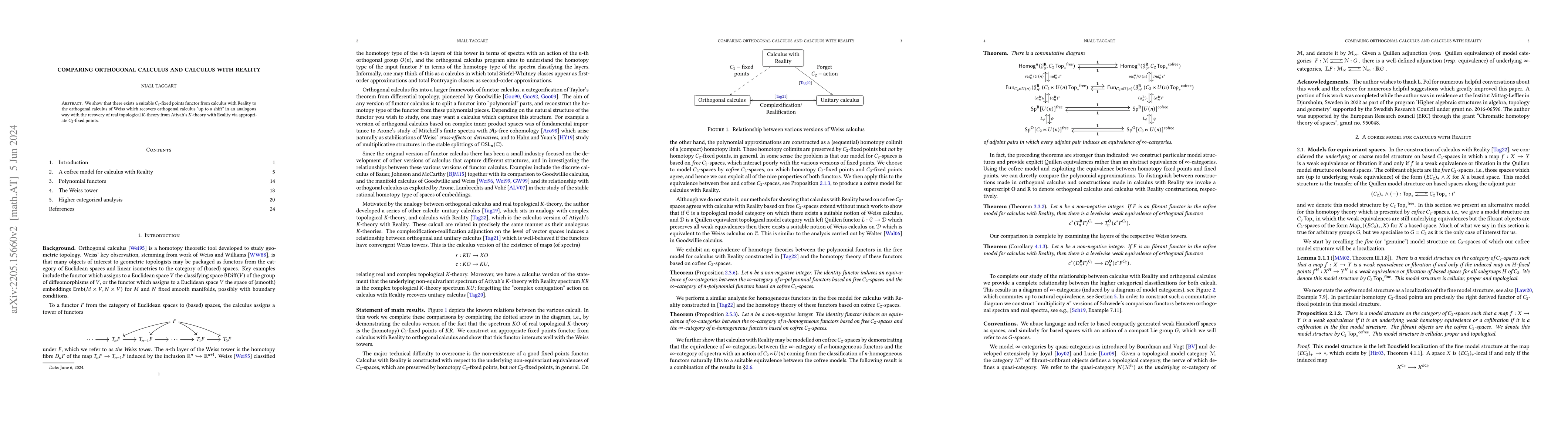 Thumbnail for Comparing orthogonal calculus and calculus with Reality