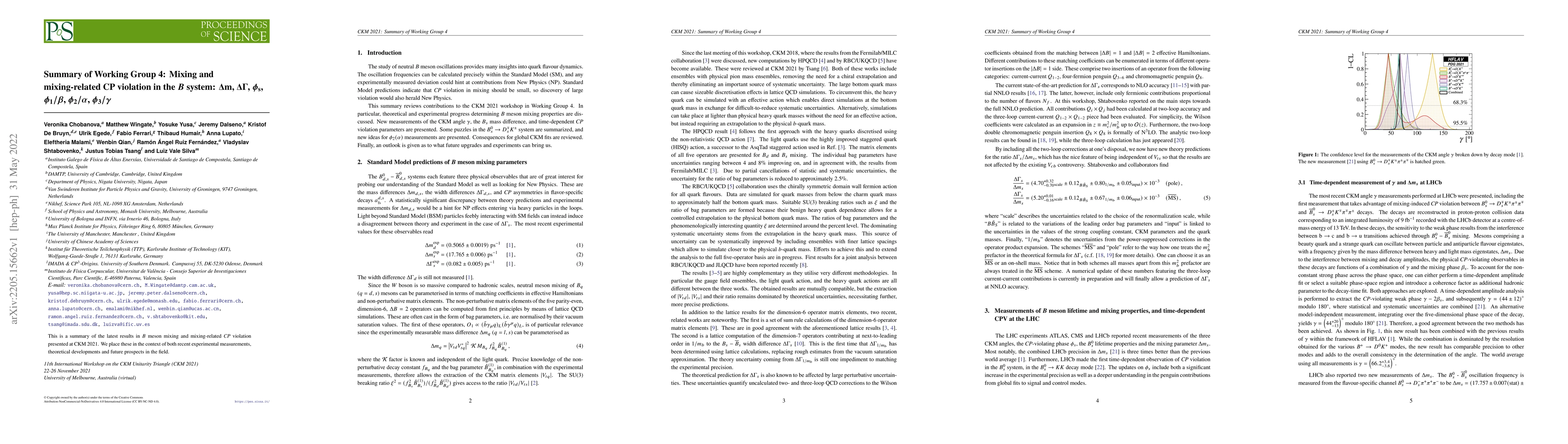 Thumbnail for Summary of Working Group 4: Mixing and mixing-related $CP$ violation in
  the $B$ system: $\Delta m$, $\Delta \Gamma$, $\phi_s$, $\phi_{1}/\beta$,
  $\phi_{2}/\alpha$, $\phi_{3}/\gamma$