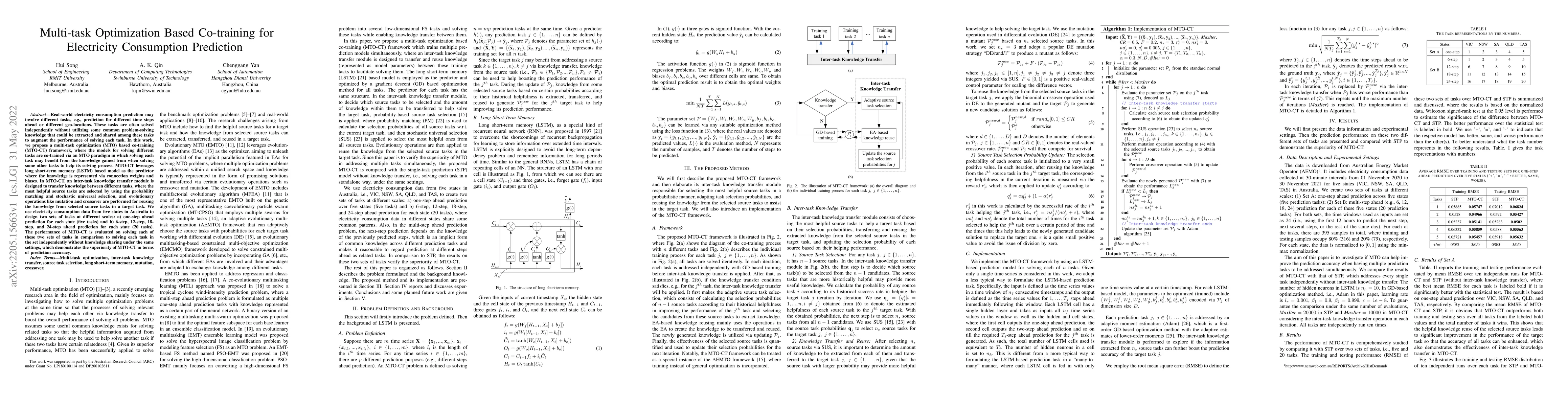 Thumbnail for Multi-task Optimization Based Co-training for Electricity Consumption
  Prediction
