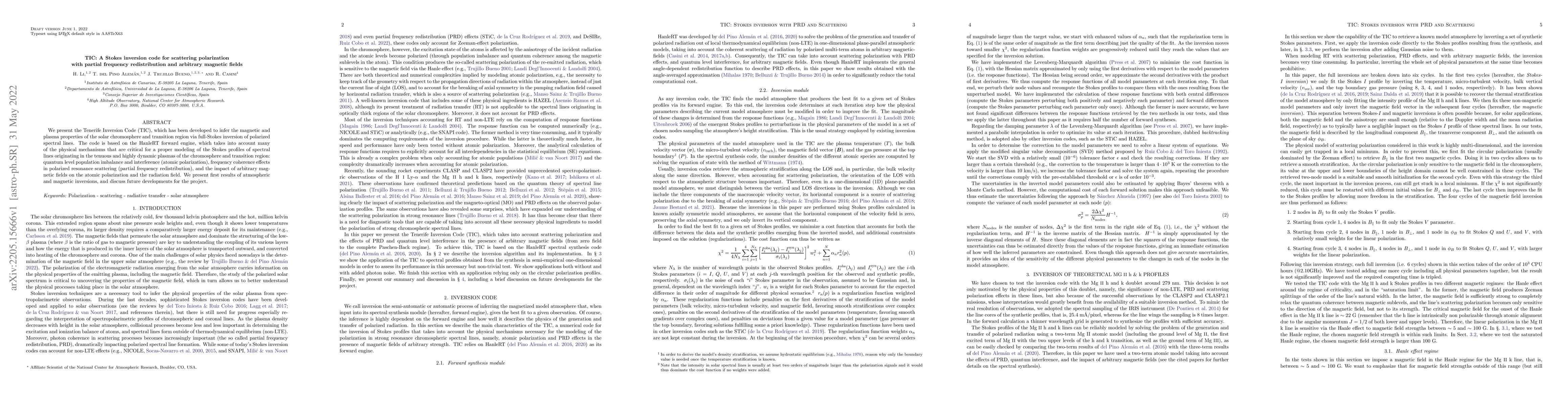 Thumbnail for TIC: A Stokes inversion code for scattering polarization with partial
  frequency redistribution and arbitrary magnetic fields