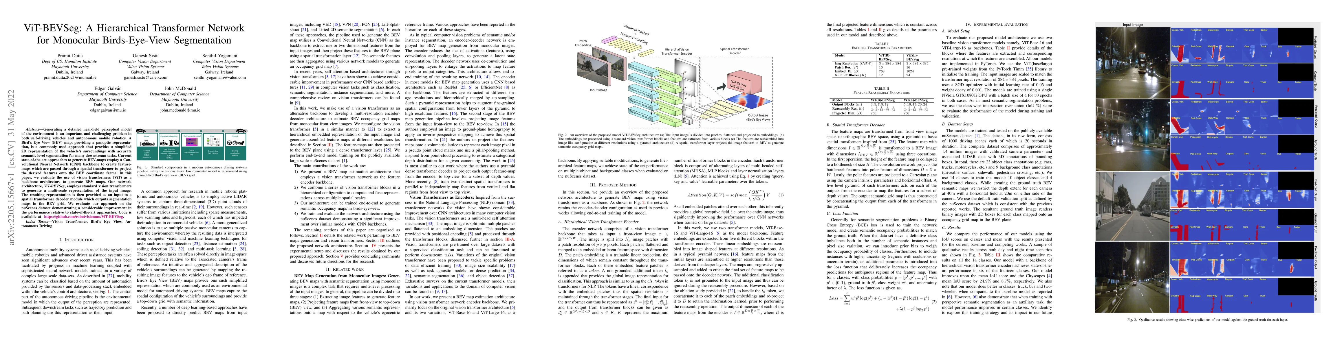 Thumbnail for ViT-BEVSeg: A Hierarchical Transformer Network for Monocular
  Birds-Eye-View Segmentation