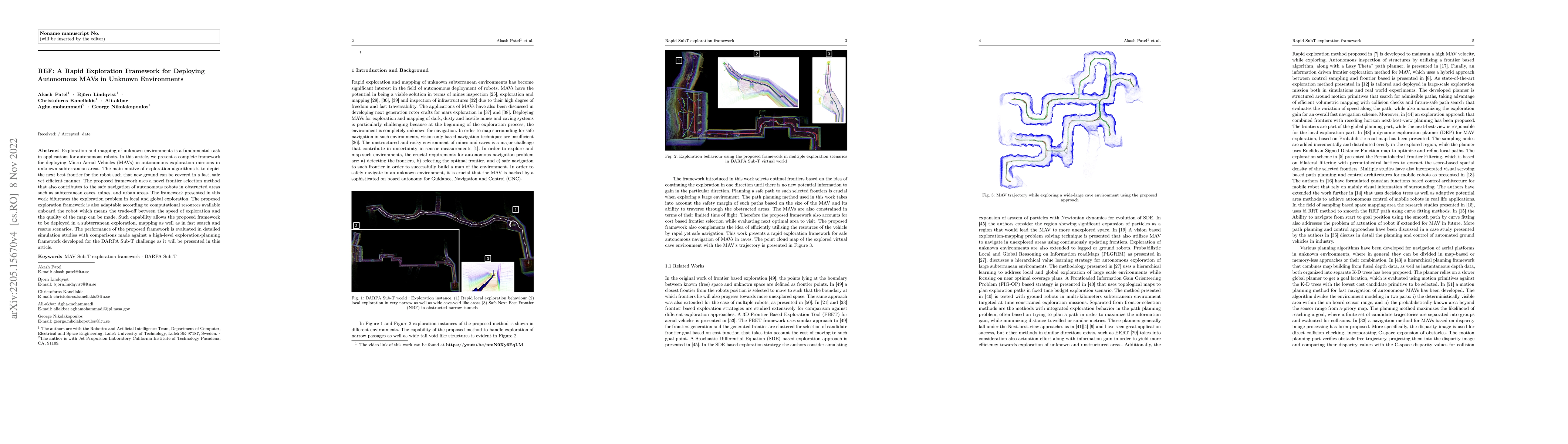Thumbnail for REF: A Rapid Exploration Framework for Deploying Autonomous MAVs in
  Unknown Environments