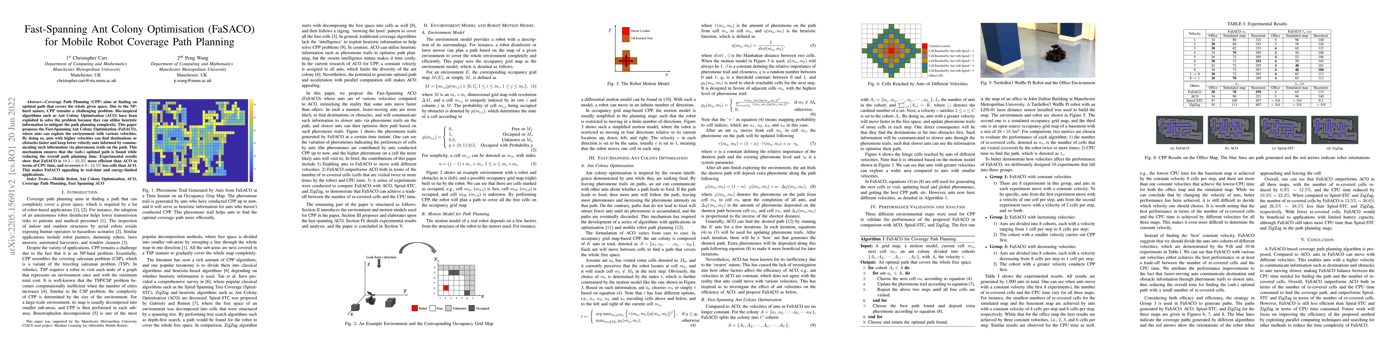 Thumbnail for Fast-Spanning Ant Colony Optimisation (FaSACO) for Mobile Robot Coverage
  Path Planning
