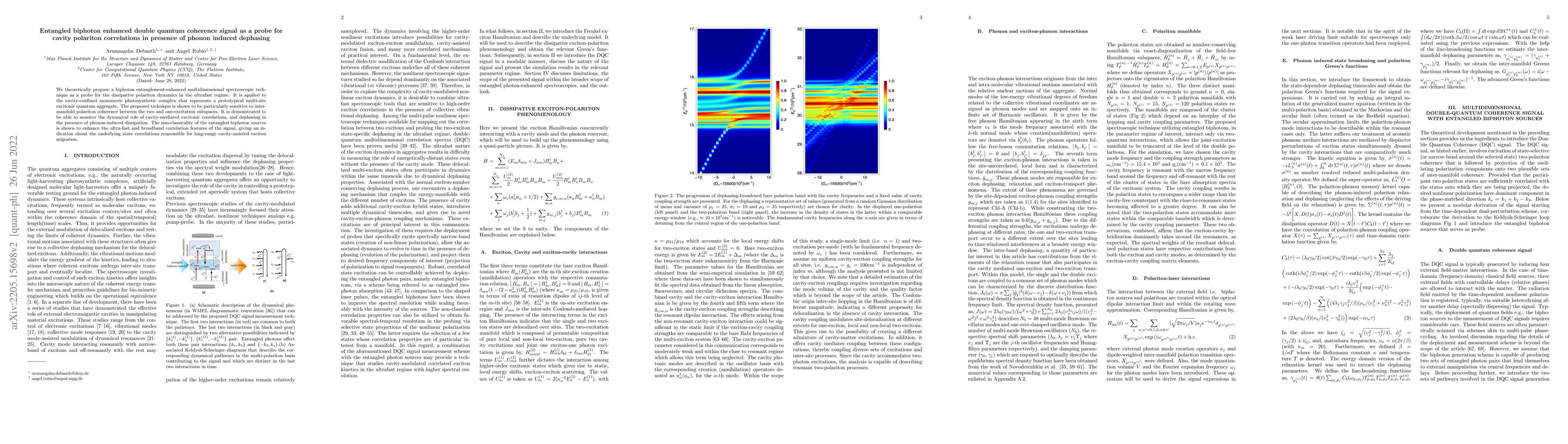 Thumbnail for Entangled biphoton enhanced double quantum coherence signal as a probe
  for cavity polariton correlations in presence of phonon induced dephasing