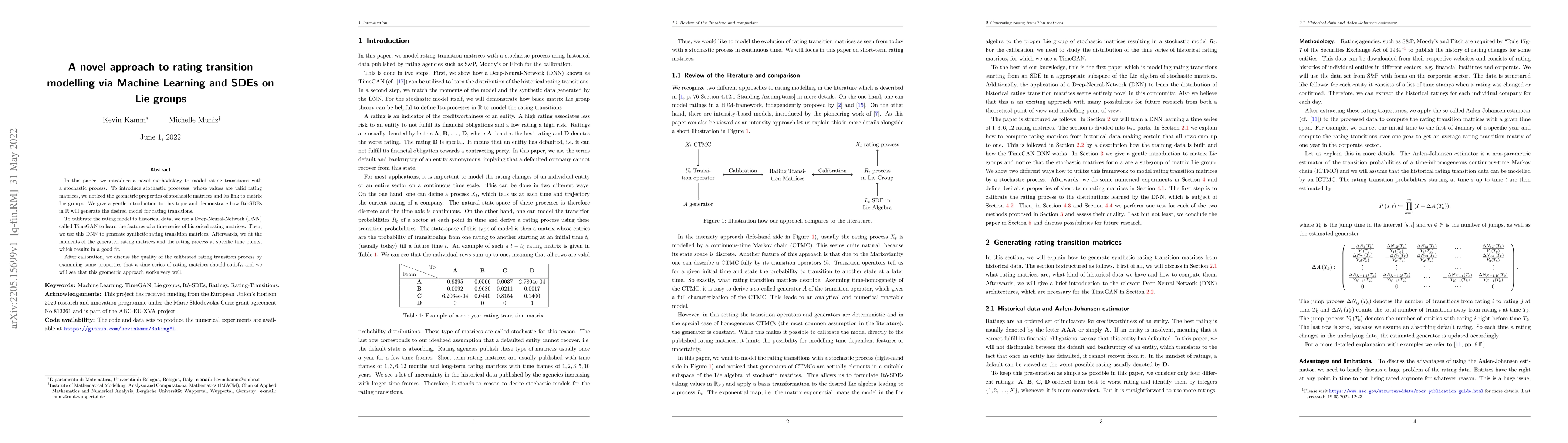 Thumbnail for A novel approach to rating transition modelling via Machine Learning and
  SDEs on Lie groups