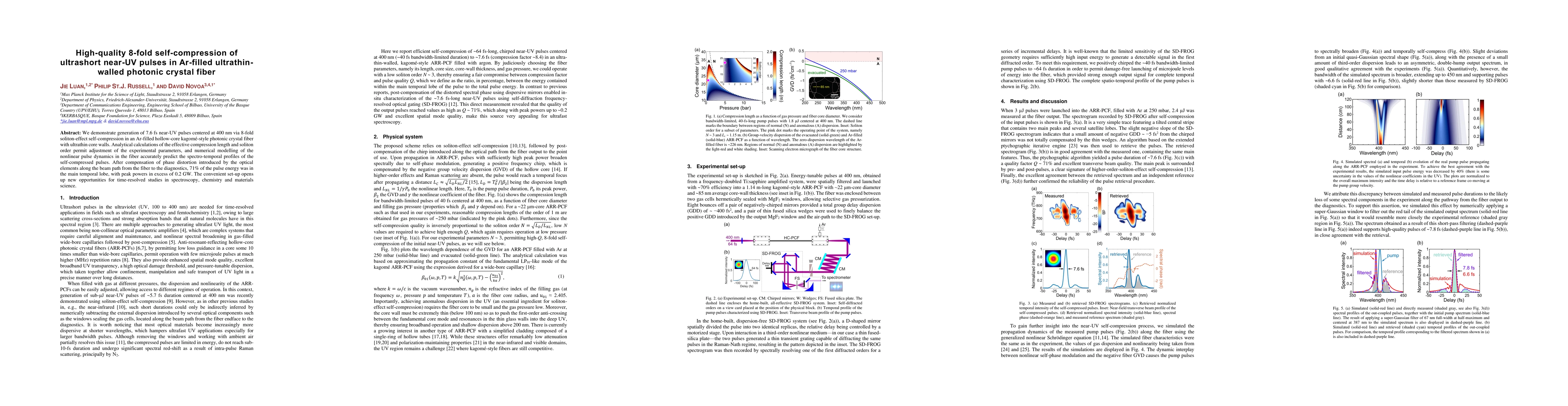 Thumbnail for High-quality 8-fold self-compression of ultrashort near-UV pulses in
  Ar-filled ultrathin-walled photonic crystal fiber