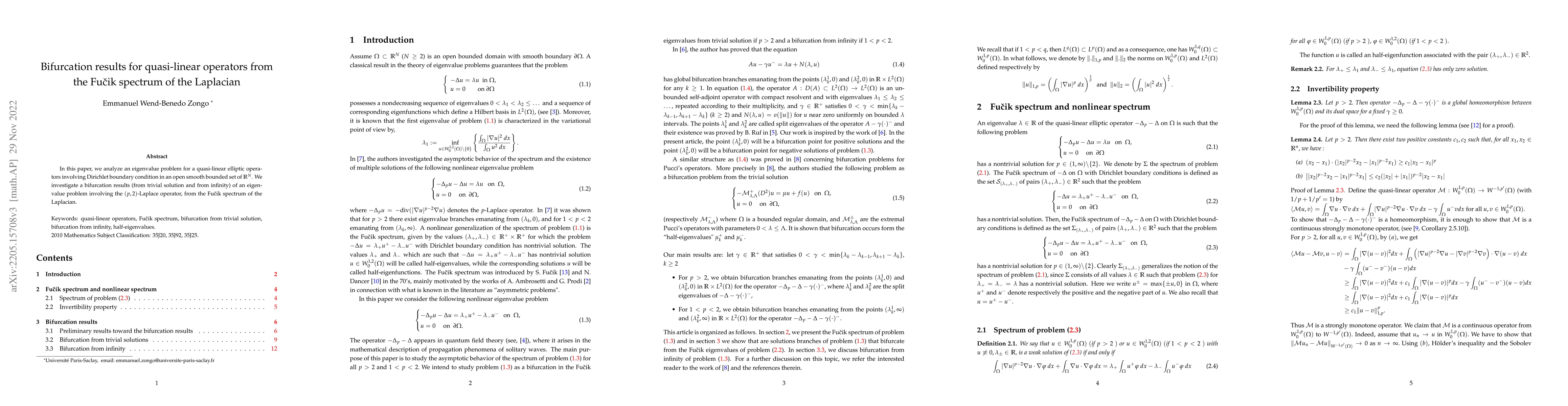 Thumbnail for Bifurcation results for quasi-linear operators from the Fucik spectrum
  of the Laplacian