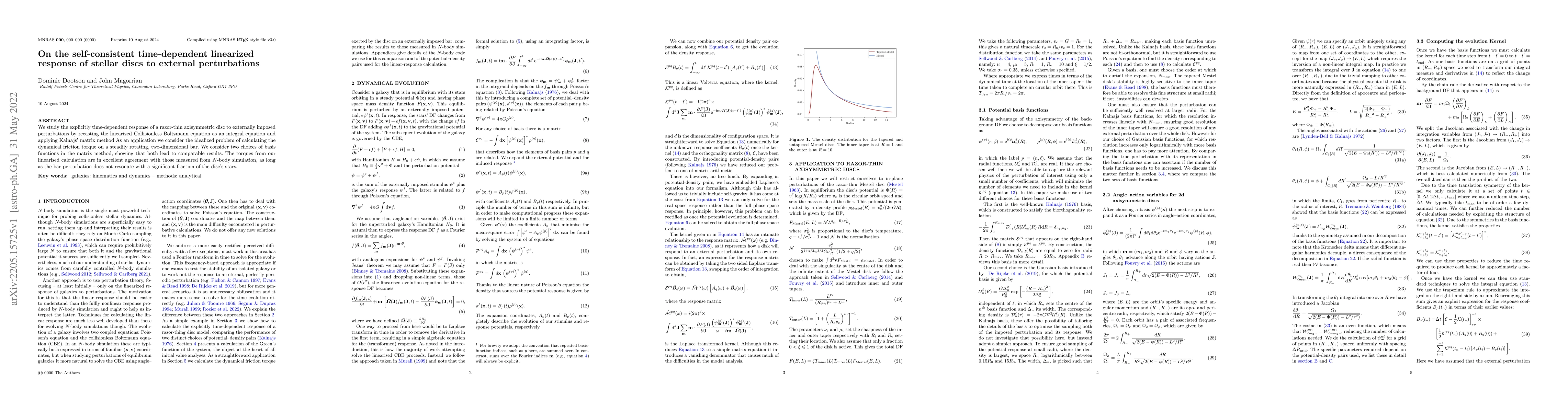 Thumbnail for On the self-consistent time-dependent linearized response of stellar
  discs to external perturbations