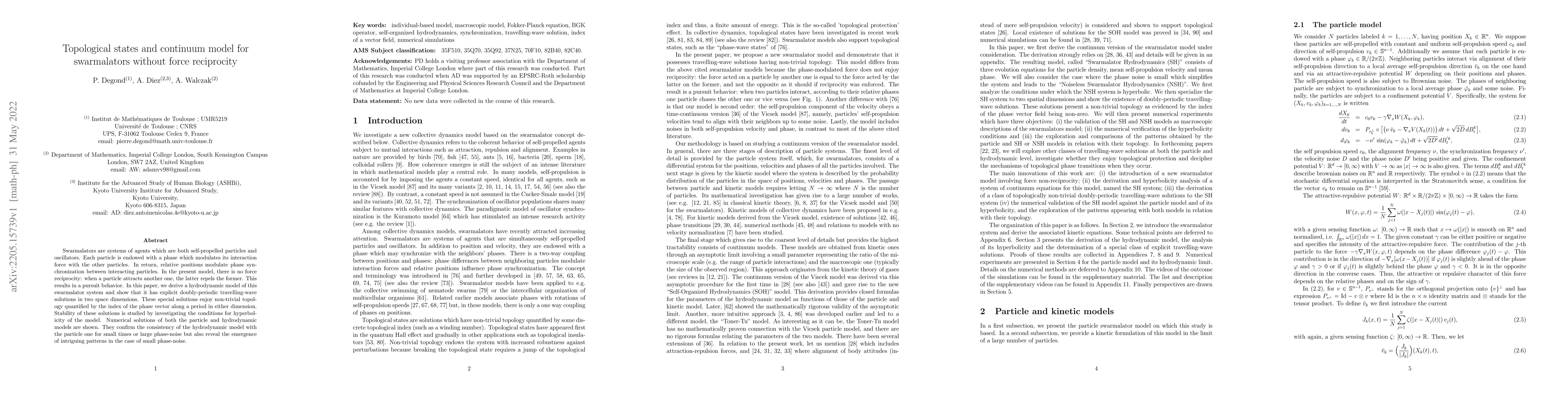 Thumbnail for Topological states and continuum model for swarmalators without force
  reciprocity