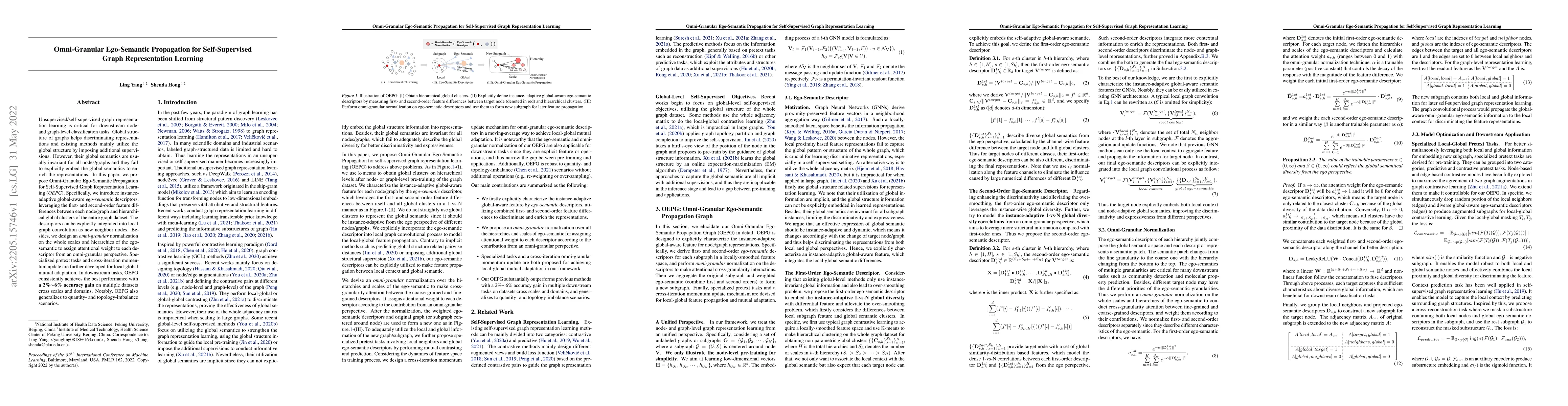 Thumbnail for Omni-Granular Ego-Semantic Propagation for Self-Supervised Graph
  Representation Learning