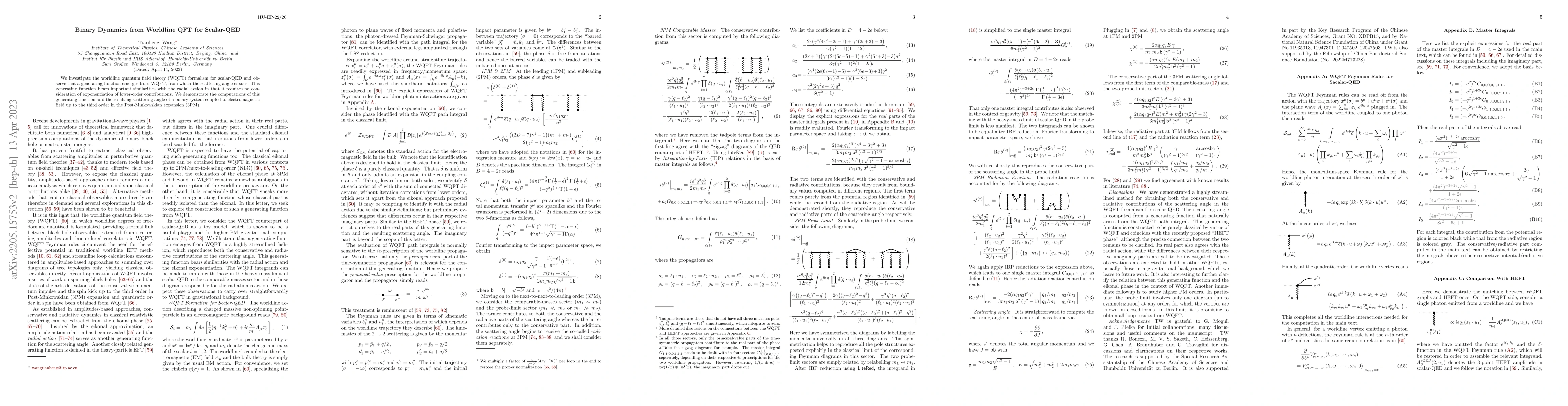 Thumbnail for Binary Dynamics from Worldline QFT for Scalar-QED