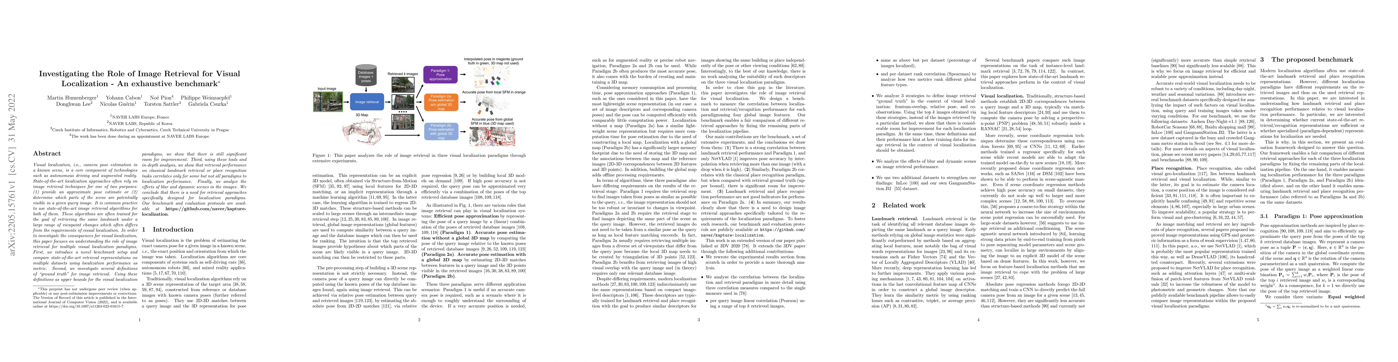 Thumbnail for Investigating the Role of Image Retrieval for Visual Localization -- An
  exhaustive benchmark