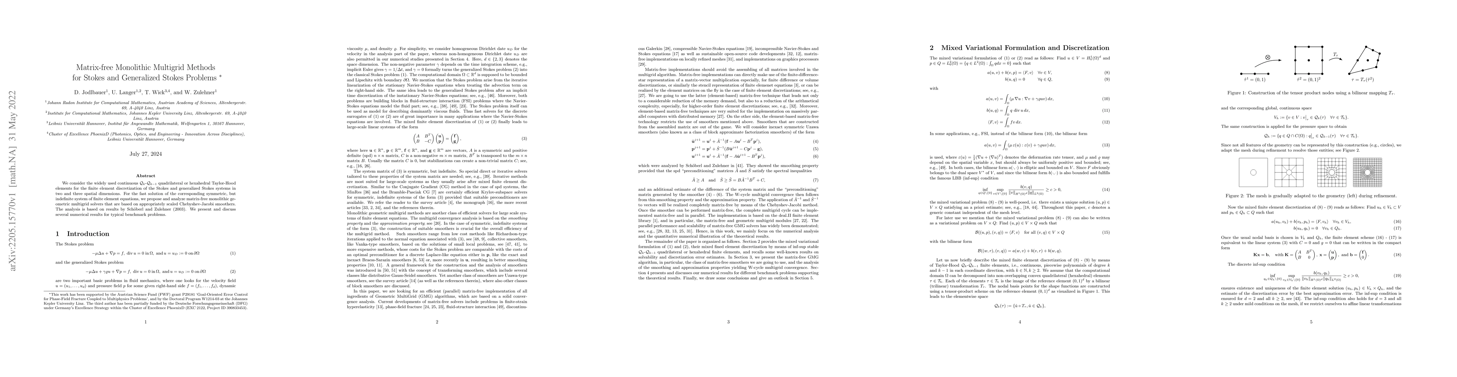 Thumbnail for Matrix-free Monolithic Multigrid Methods for Stokes and Generalized
  Stokes Problems