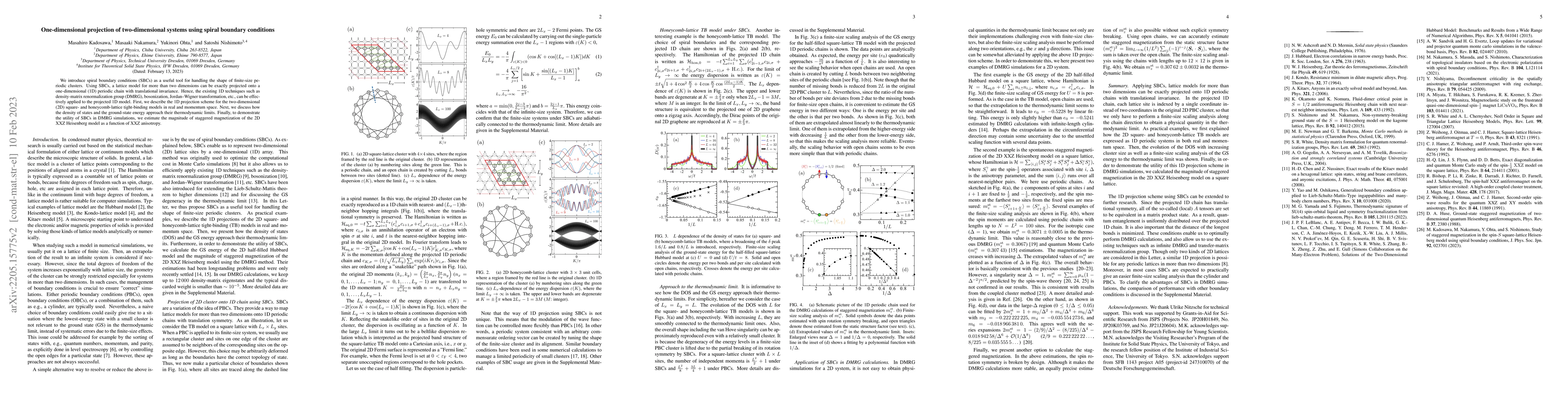 Thumbnail for One-dimensional projection of two-dimensional systems using spiral
  boundary conditions