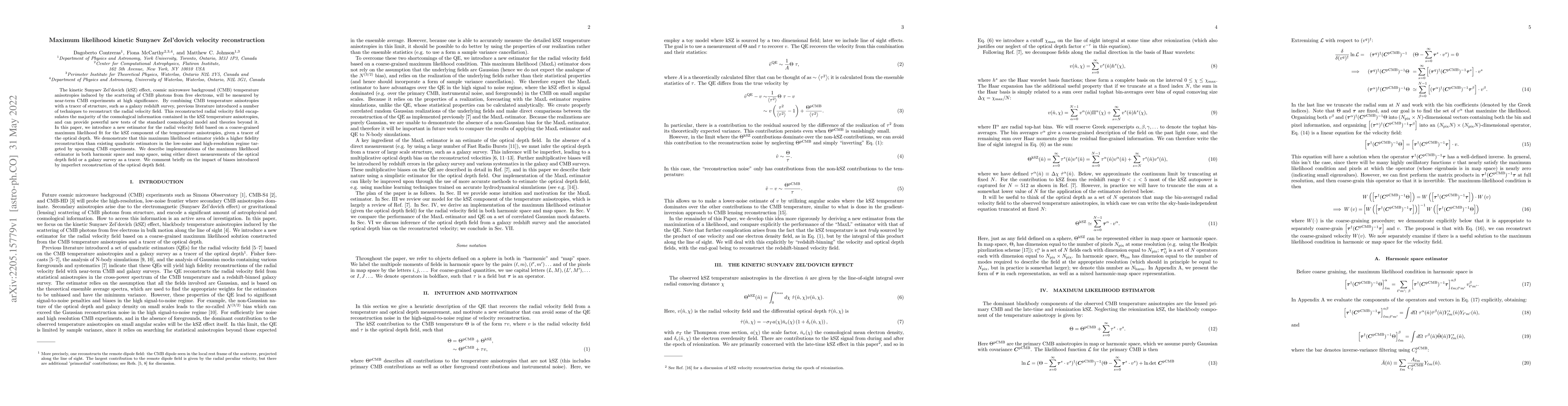 Thumbnail for Maximum likelihood kinetic Sunyaev Zel'dovich velocity reconstruction