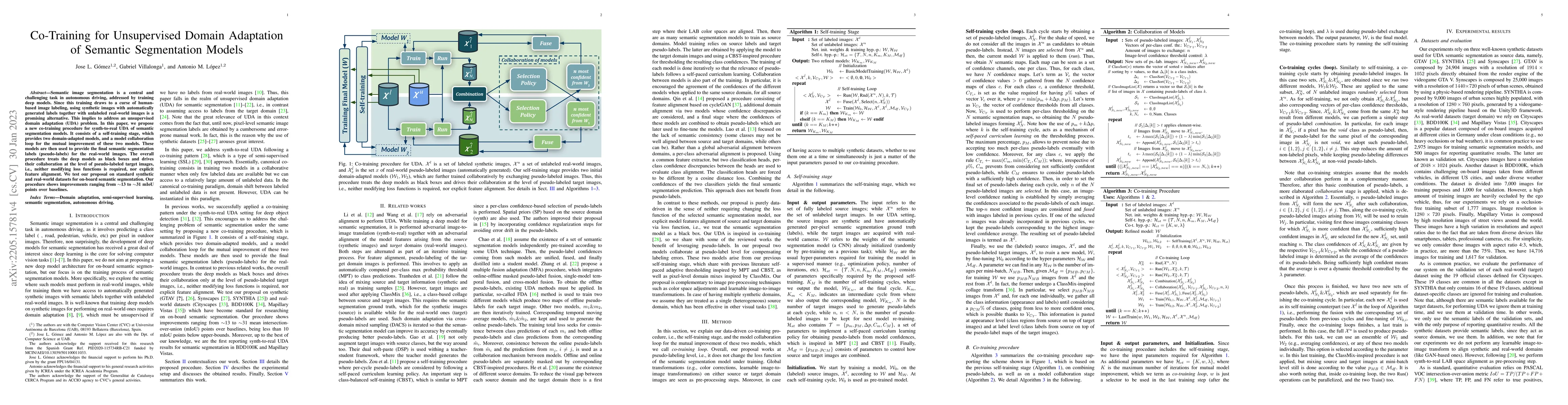 Thumbnail for Co-Training for Unsupervised Domain Adaptation of Semantic Segmentation
  Models