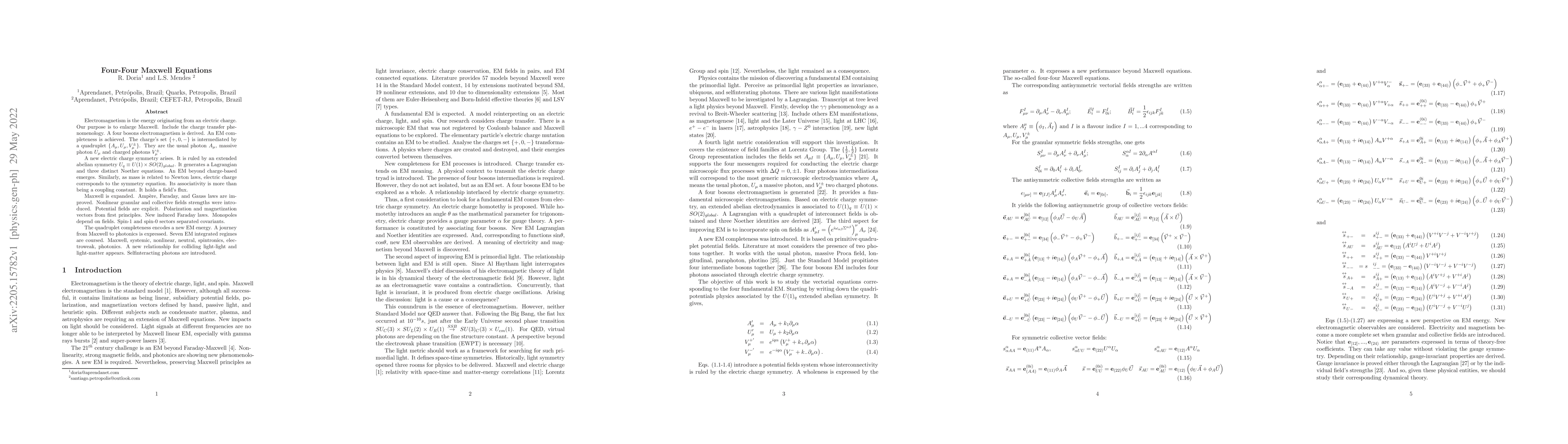 Thumbnail for Four-Four Maxwell Equations