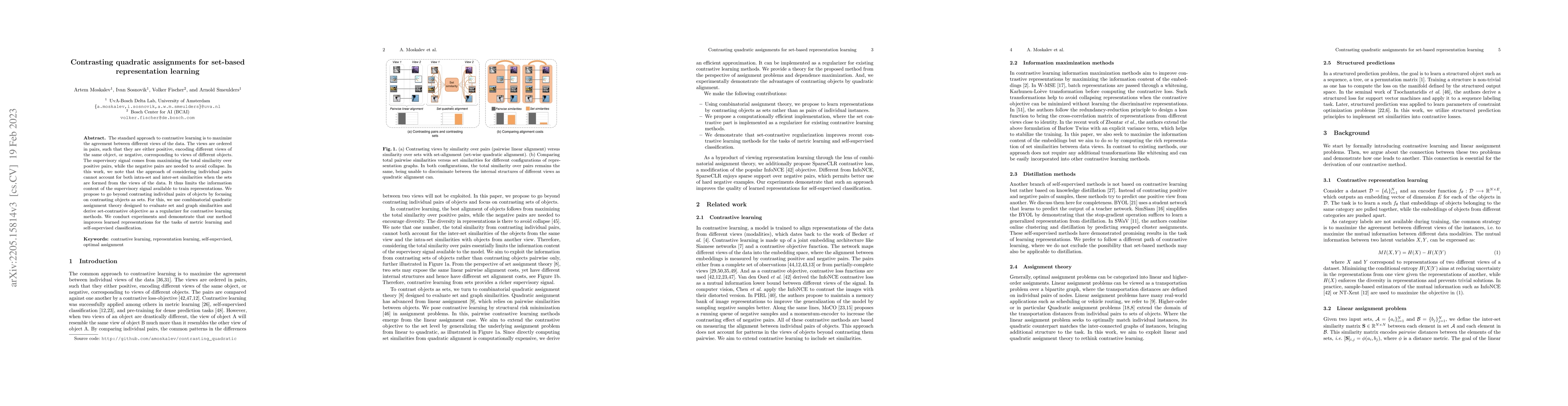 Thumbnail for Contrasting quadratic assignments for set-based representation learning