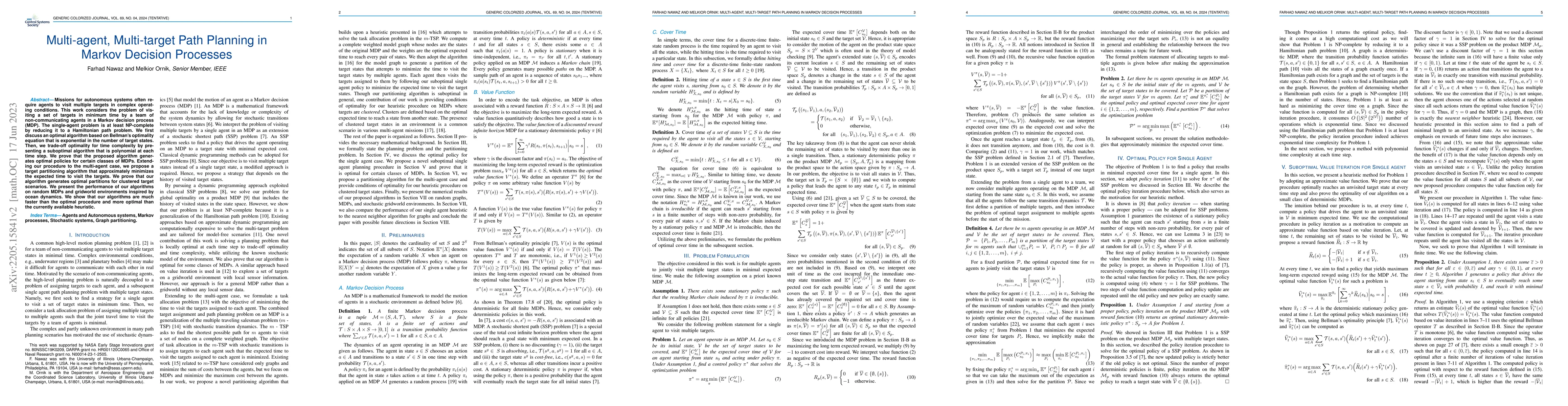 Thumbnail for Multi-agent Multi-target Path Planning in Markov Decision Processes