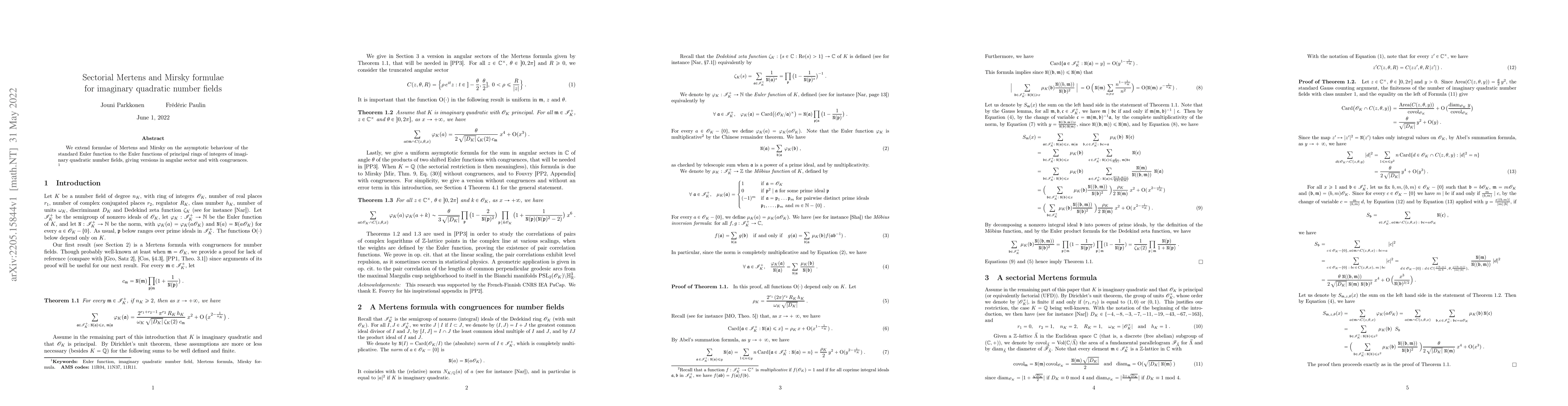 Thumbnail for Sectorial Mertens and Mirsky formulae for imaginary quadratic number
  fields