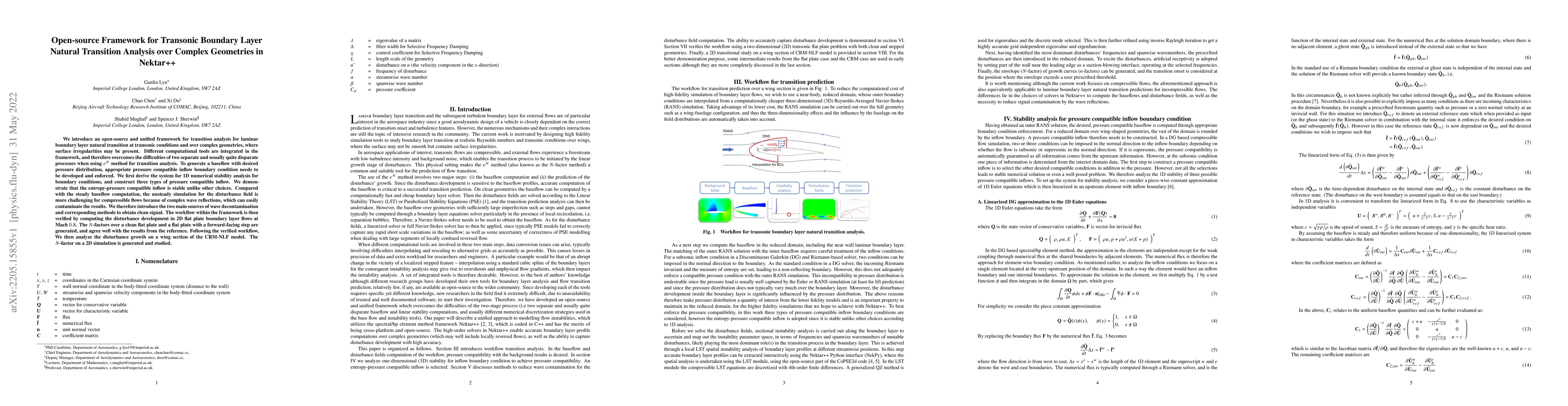 Thumbnail for Open-source Framework for Transonic Boundary Layer Natural Transition
  Analysis over Complex Geometries in Nektar++
