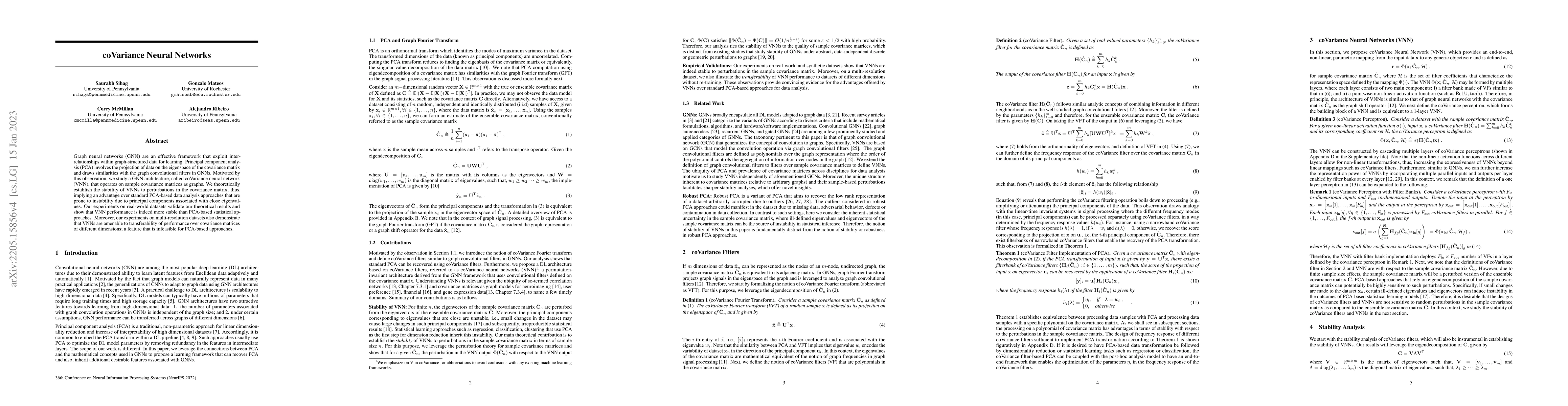 Thumbnail for coVariance Neural Networks