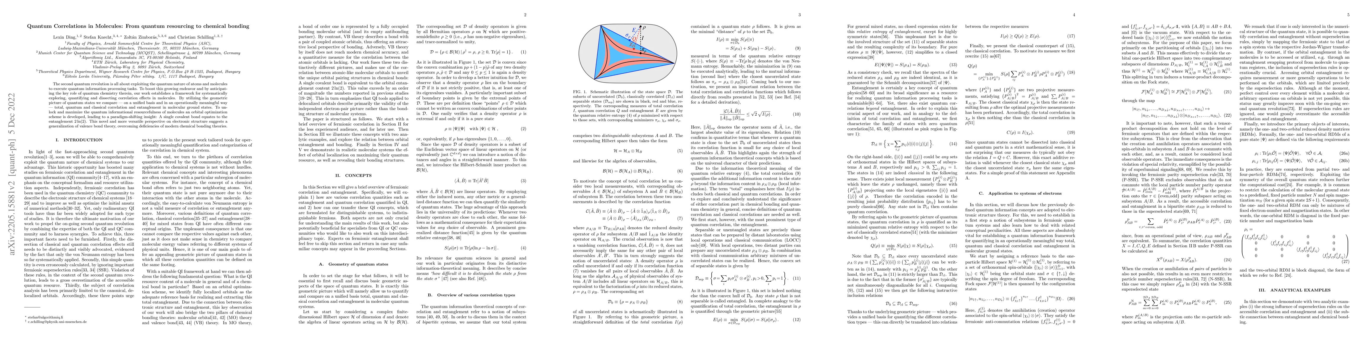 Thumbnail for Quantum correlations in molecules: from quantum resourcing to chemical
  bonding