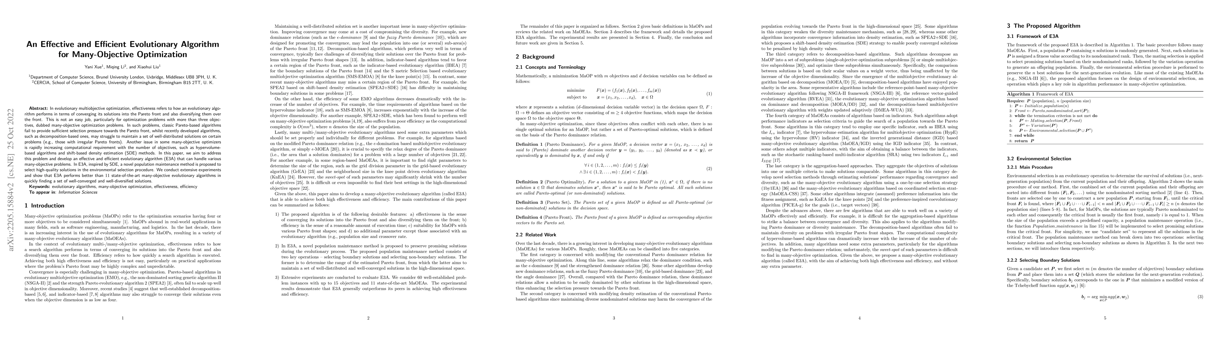 Thumbnail for An Effective and Efficient Evolutionary Algorithm for Many-Objective
  Optimization