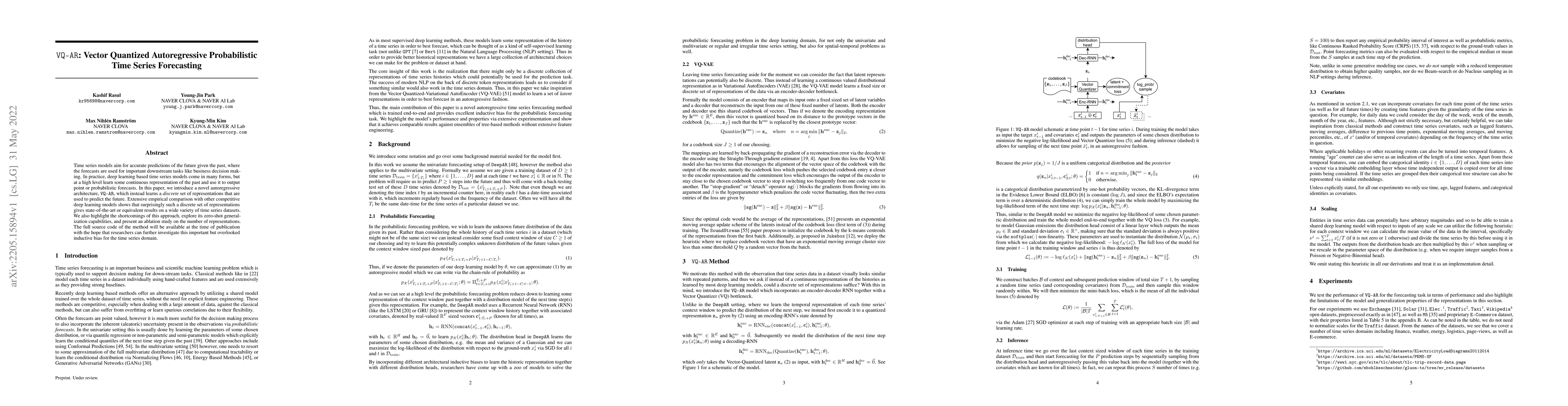 Thumbnail for VQ-AR: Vector Quantized Autoregressive Probabilistic Time Series
  Forecasting