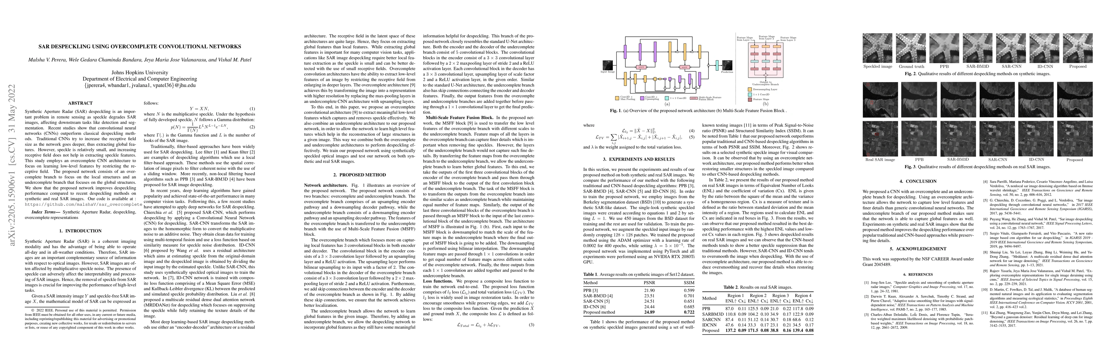 Thumbnail for SAR Despeckling Using Overcomplete Convolutional Networks