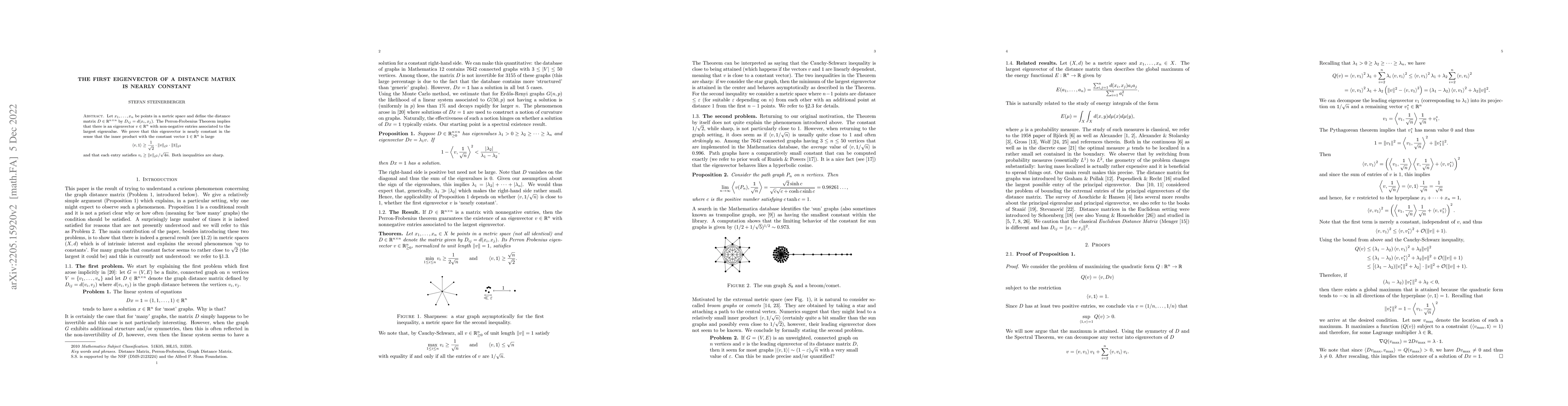 Thumbnail for The first eigenvector of a distance matrix is nearly constant