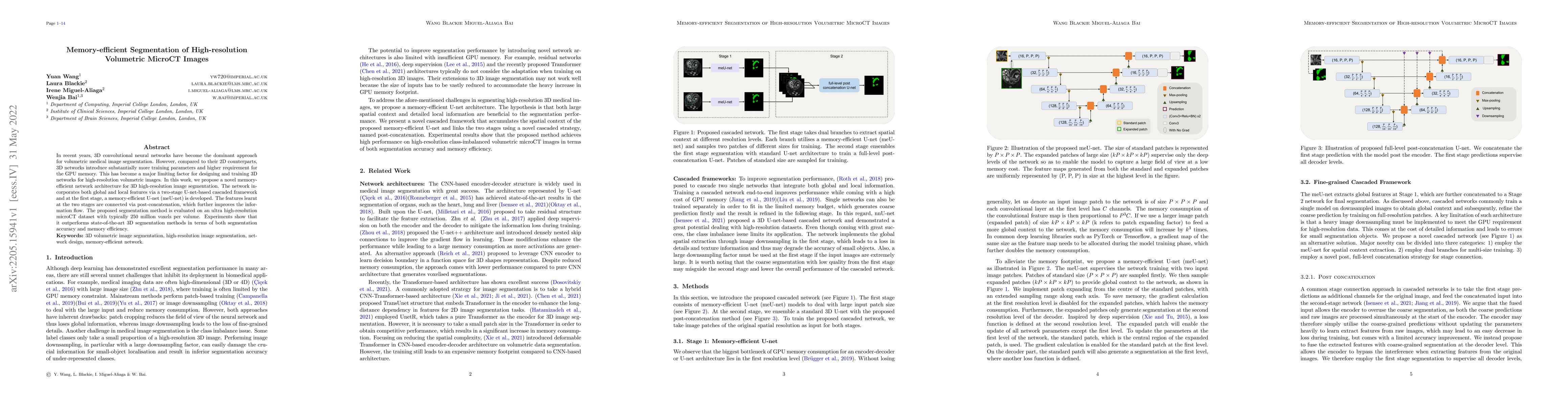 Thumbnail for Memory-efficient Segmentation of High-resolution Volumetric MicroCT
  Images
