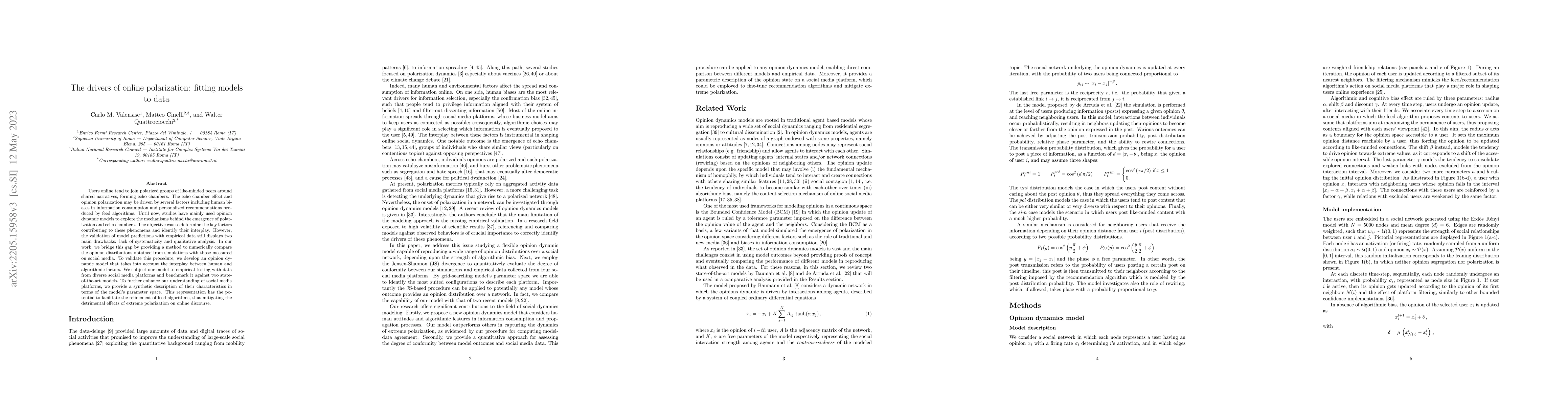 Thumbnail for The drivers of online polarization: fitting models to data