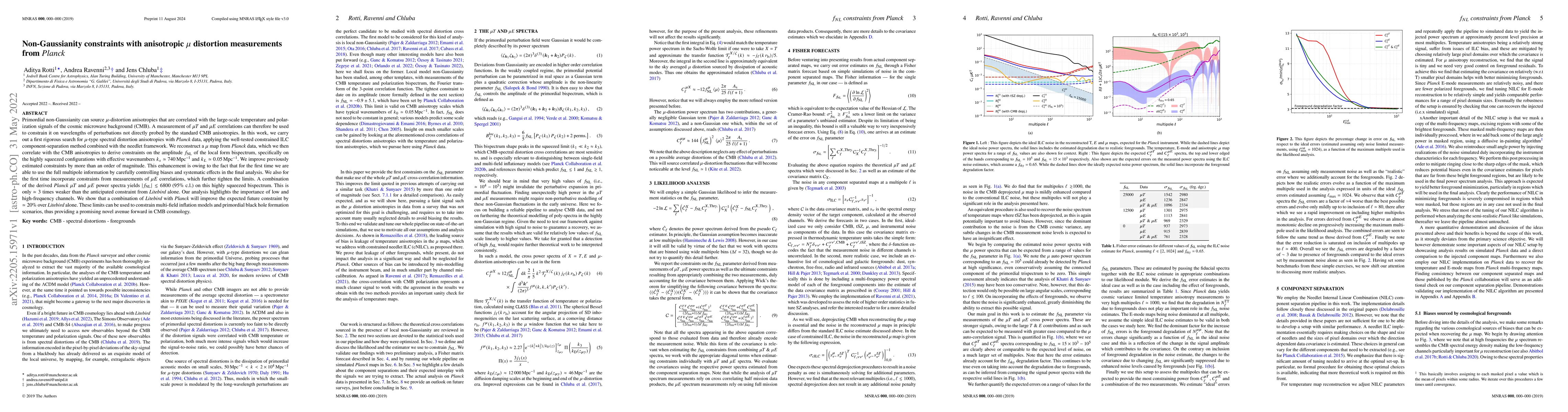 Thumbnail for Non-Gaussianity constraints from Planck spectral distortion
  cross-correlations
