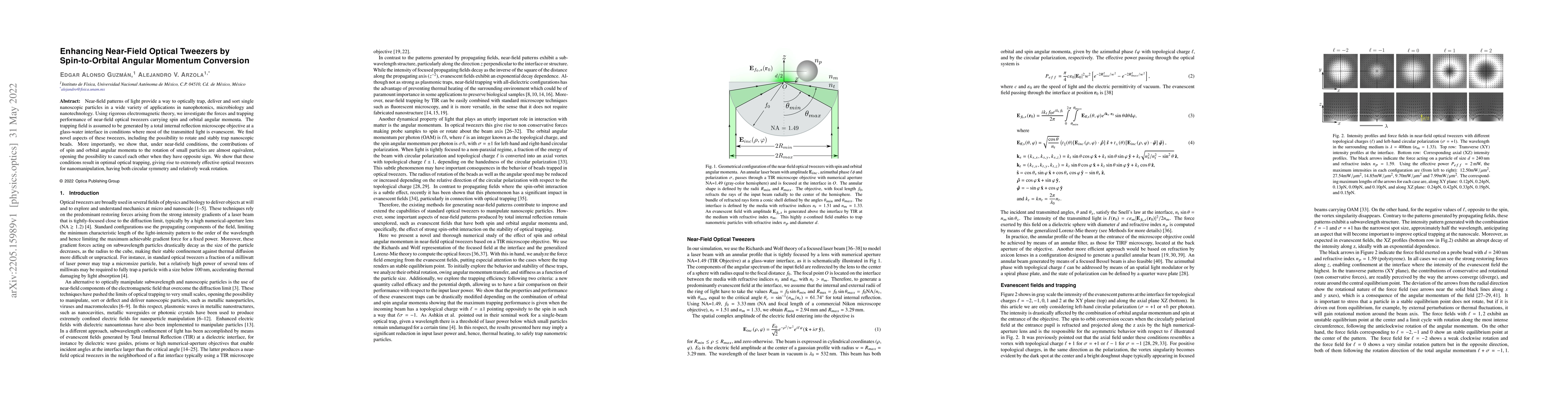 Thumbnail for Enhancing Near-Field Optical Tweezers by Spin-to-Orbital Angular
  Momentum Conversion