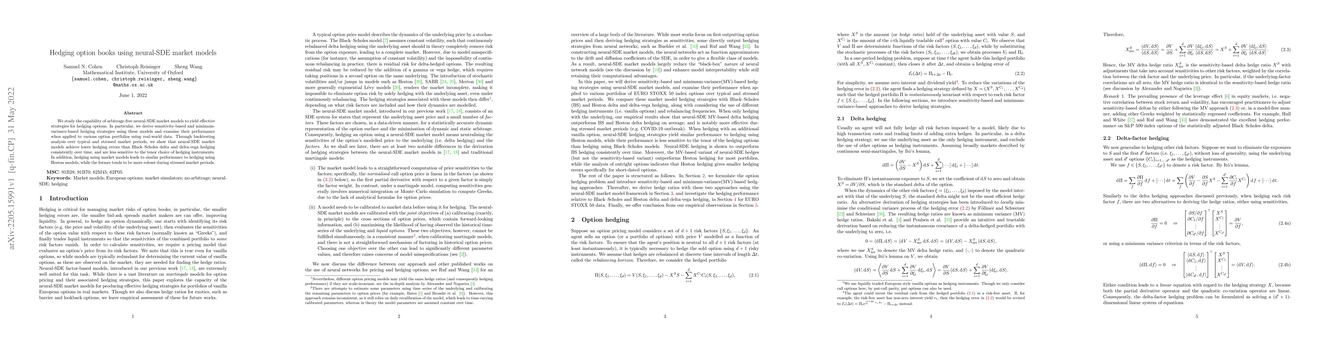Thumbnail for Hedging option books using neural-SDE market models